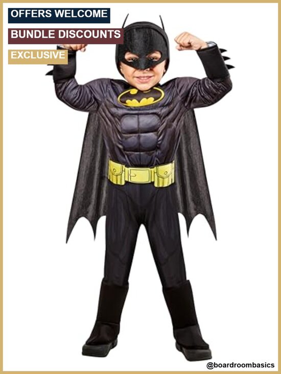Other - Toddler Batman Deluxe Costume Padded Jumpsuit Cape Mask